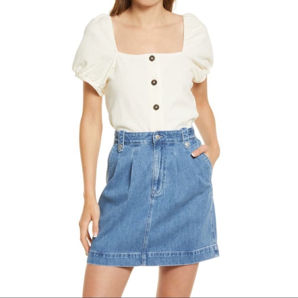 NWT Madewell Jacquard Square-Neck Puff-Sleeve Top - Picture 4 of 4